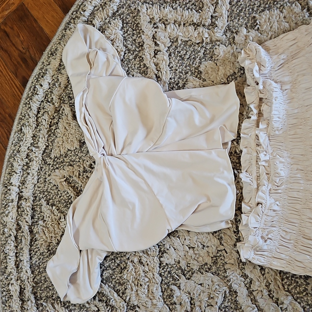 White Two-Piece Ruffle Set - Picture 3 of 3